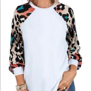 Colorful leopard sleeve tunic - new!